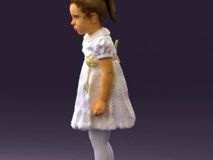 little girl in white dress 0435 3D Model