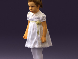 little girl in white dress 0435 Modelo 3D