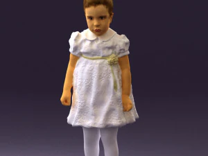 little girl in white dress 0435 3D Model