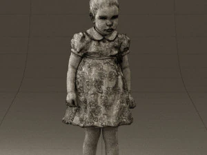 little girl in white dress 0435 3D Model