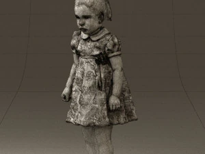 little girl in white dress 0435 3D Model