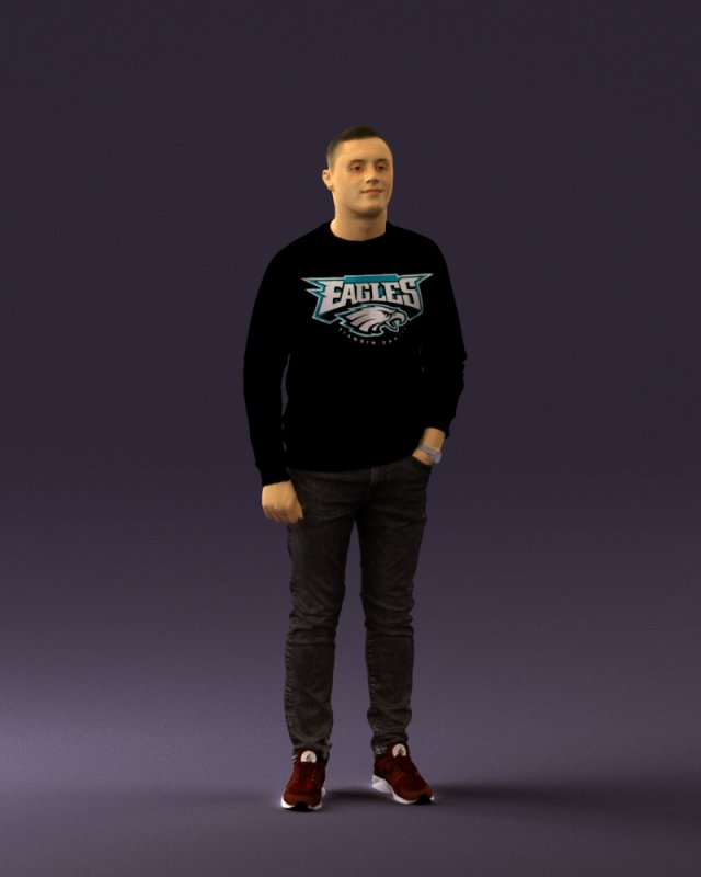 man in black jersey eagles 0553 Model 3D .c4d .max .obj .3ds .fbx .stl .blend