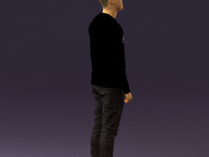 man in black jersey eagles 0553 Model 3D