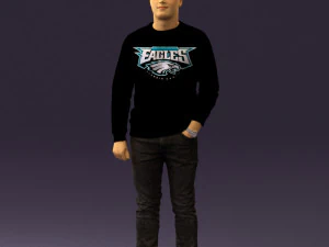 man in black jersey eagles 0553 3D Model