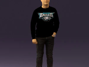 man in black jersey eagles 0553 3D Model