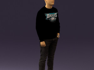 man in black jersey eagles 0553 3d print ready 3Dプリントモデル