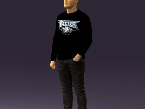 man in black jersey eagles 0553 3d print ready 3Dプリントモデル