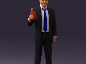 man in dark blue suit bottle smile 0552 3Dモデル