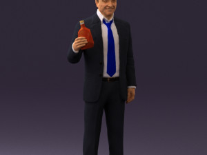 man in dark blue suit bottle smile 0552 3D Model