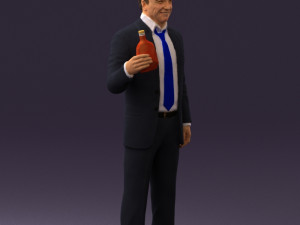 man in dark blue suit bottle smile 0552 3D Model