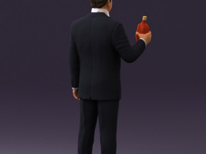 man in dark blue suit bottle smile 0552 3D Model