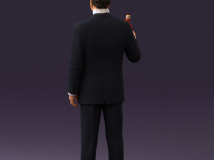man in dark blue suit bottle smile 0552 3D Model