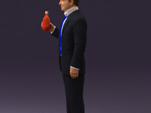 man in dark blue suit bottle smile 0552 3D Model