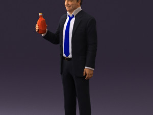 man in dark blue suit bottle smile 0552 3D Model