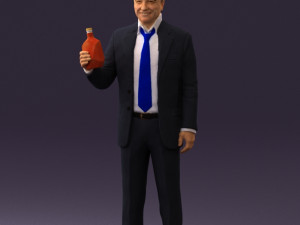 man in dark blue suit bottle smile 0552 3D Model