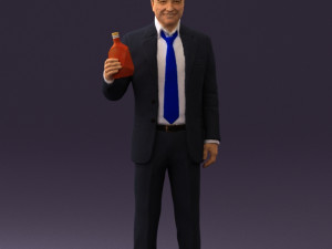 man in dark blue suit bottle smile 0552 3D Model