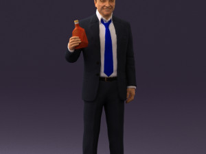 man in dark blue suit bottle smile 0552 3D Model