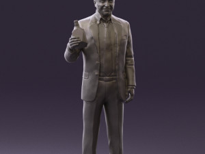 man in dark blue suit bottle smile 0552 3D Model