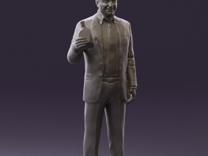 man in dark blue suit bottle smile 0552 3D Model