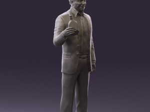 man in dark blue suit bottle smile 0552 3D Model