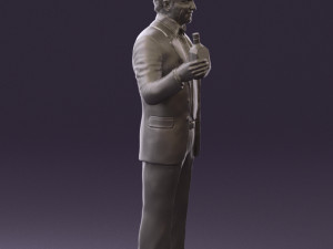 man in dark blue suit bottle smile 0552 3D Model