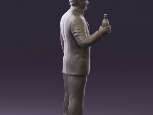 man in dark blue suit bottle smile 0552 3D Model