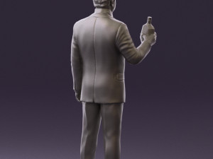 man in dark blue suit bottle smile 0552 3D Model