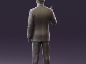 man in dark blue suit bottle smile 0552 3D Model