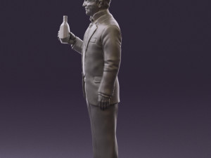 man in dark blue suit bottle smile 0552 3D Model
