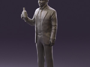 man in dark blue suit bottle smile 0552 3D Model