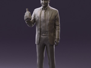 man in dark blue suit bottle smile 0552 3D Model