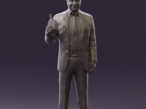 man in dark blue suit bottle smile 0552 3D Model