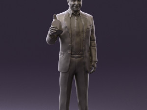 man in dark blue suit bottle smile 0552 3D Model