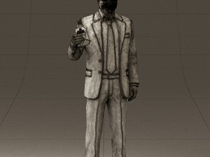 man in dark blue suit bottle smile 0552 3D Model