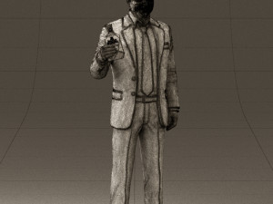 man in dark blue suit bottle smile 0552 3D Model