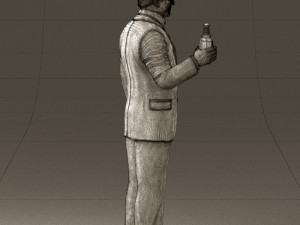 man in dark blue suit bottle smile 0552 3D Model