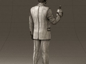 man in dark blue suit bottle smile 0552 3D Model