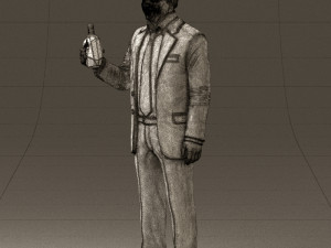 man in dark blue suit bottle smile 0552 3D Model