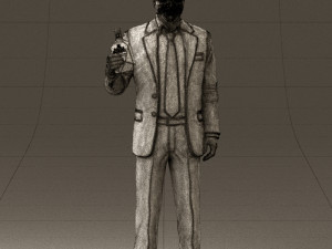 man in dark blue suit bottle smile 0552 3D Model