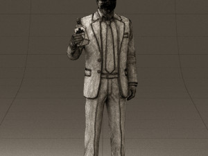 man in dark blue suit bottle smile 0552 3D Model
