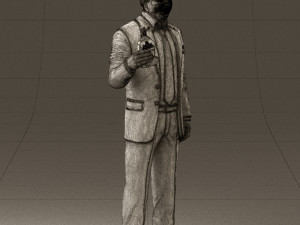 man in dark blue suit bottle smile 0552 3d print ready Modello di stampa 3D