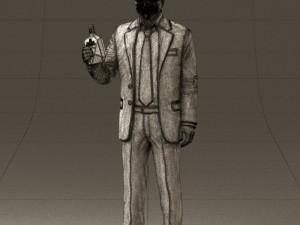 man in dark blue suit bottle smile 0552 3d print ready Modello di stampa 3D