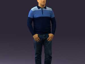 man in blue colored polo 0551 3D Model