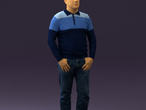man in blue colored polo 0551 3D Model