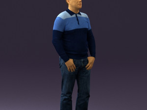 man in blue colored polo 0551 3D Model