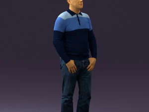 man in blue colored polo 0551 3D Model