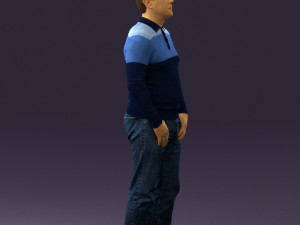 man in blue colored polo 0551 3D Model