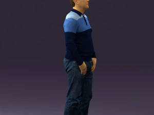 man in blue colored polo 0551 3D Model