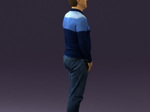 man in blue colored polo 0551 3D Model