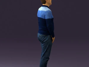 man in blue colored polo 0551 3D Model